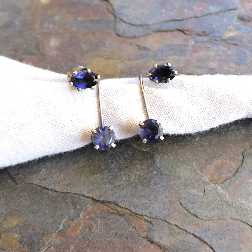 Sterling and iolite earrings, 2 pair!